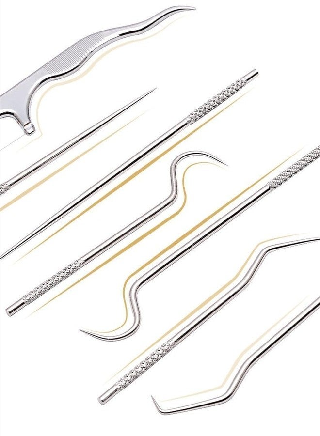 SPAREQUE tooth claening kit,Dental Tools, 7 in 1 Stainless Steel Teeth Cleaning Tool Kit, Dental Hygiene Kit Toothpicks Cleaning Picks Flosser for Teeth Braces Cleaning Tools - Image 3